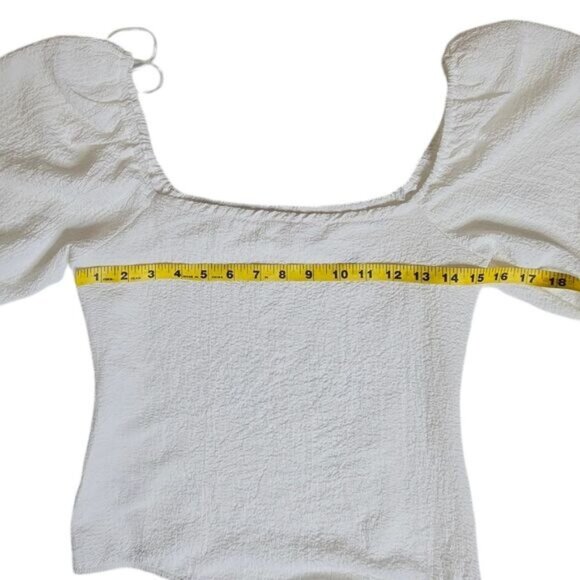 ASTR white crepe puff sleeve square neck body suite size medium - Picture 12 of 14